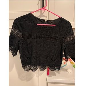 Black lace crop top- Express